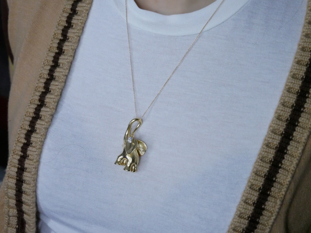 ole lynggaard, elephant pendant,  diamond elephant pendant, medium elephant, tamara kalinic