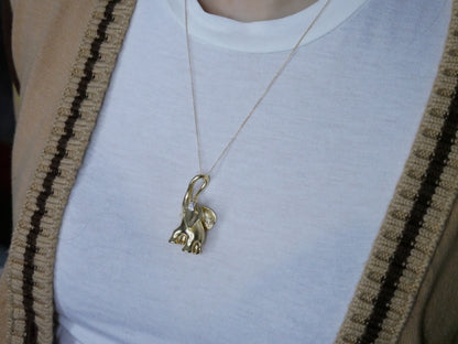 Diamond Large Elephant Pendant Charm, 18K Gold, view 11