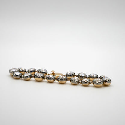 5 to 15 ct Georgian Victorian Solid Gold Riviere Moissanite Button Back Collet Bracelet, view 5