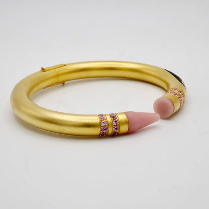 Customizable Crayon Bracelet with Pink Coral and Pink Moissanites, view 3