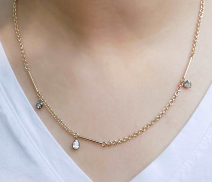 Belcher Bar Necklace with Lab Diamonds, view 10