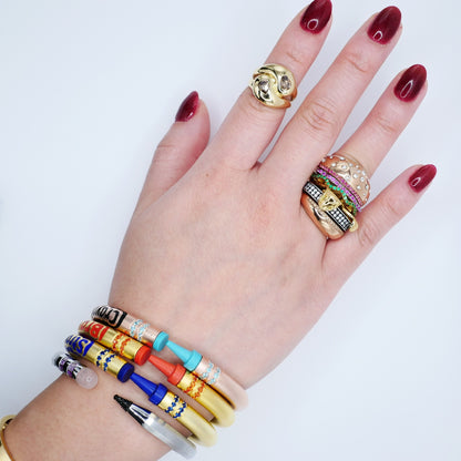 Customizable Crayon Bracelet with Orange Coral and Orange Moissanites, view 9