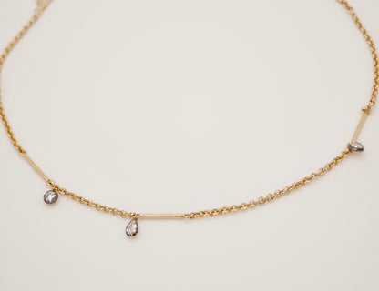 Belcher Bar Necklace with Lab Diamonds, view 3