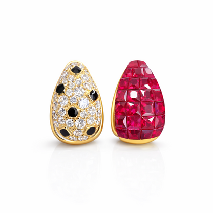 Reversible Carré-Cut Natural Ruby, 18K Gold, view 2