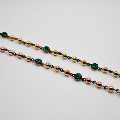 Ball Chain Georgian Bracelet with 1 Ct of Round Emeralds, view 5