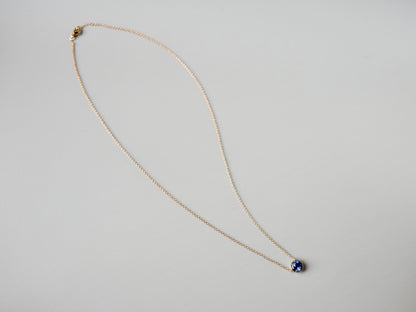 Round Lab Sapphire Georgian Victorian Gold Necklace, 18K Gold, view 6