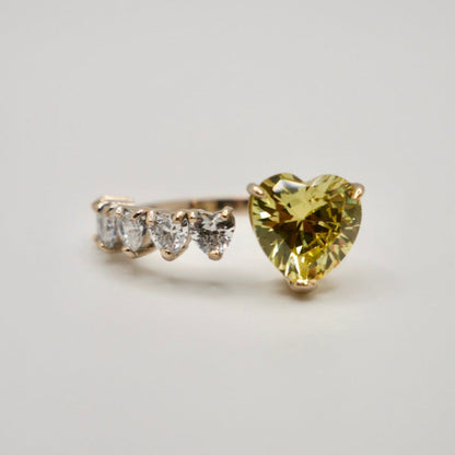 Floating Heart Ring with Sapphire, 18K Gold