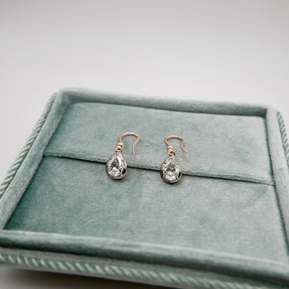 Pear Moissanite Hook Drop Earrings and, 14K Gold, view 5