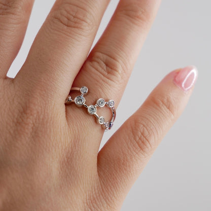 Virgo Constellation Ring with Lab Diamonds, view 8