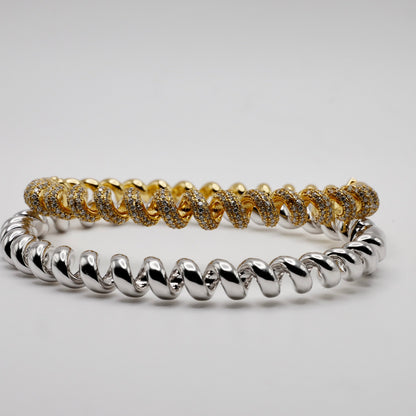 Fusilli Rotini Spiral Gold Bangle, view 10