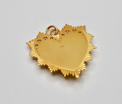 Graduating Moissanite Heart Love Token Pendant, 18K Gold, view 3