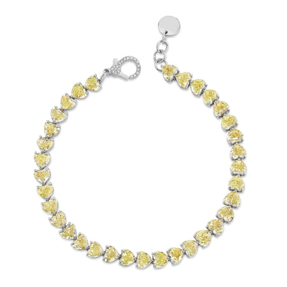 Heart Cut Fancy Lab Diamond Tennis Bracelet, 18K Gold, view 3