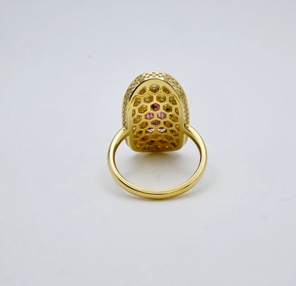 Pink Pear Moissanite Cocktail Ring, 18K Gold Filled, view 5