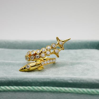 Shooting Star Wrap Ring with Moissanites, 18K Gold Filled, view 7