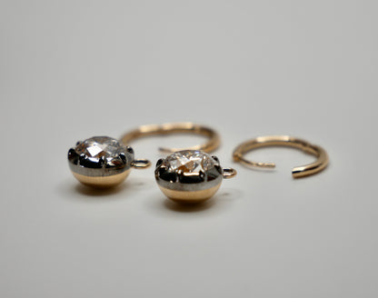 Custom Round Georgian Victorian Earrings, Lab Diamond or Moissanite, view 9