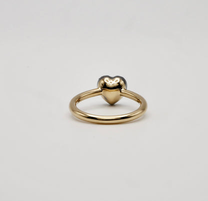 Georgian Victorian Heart Shaped Moissanite and Gold Collet Button Back Ring, view 5