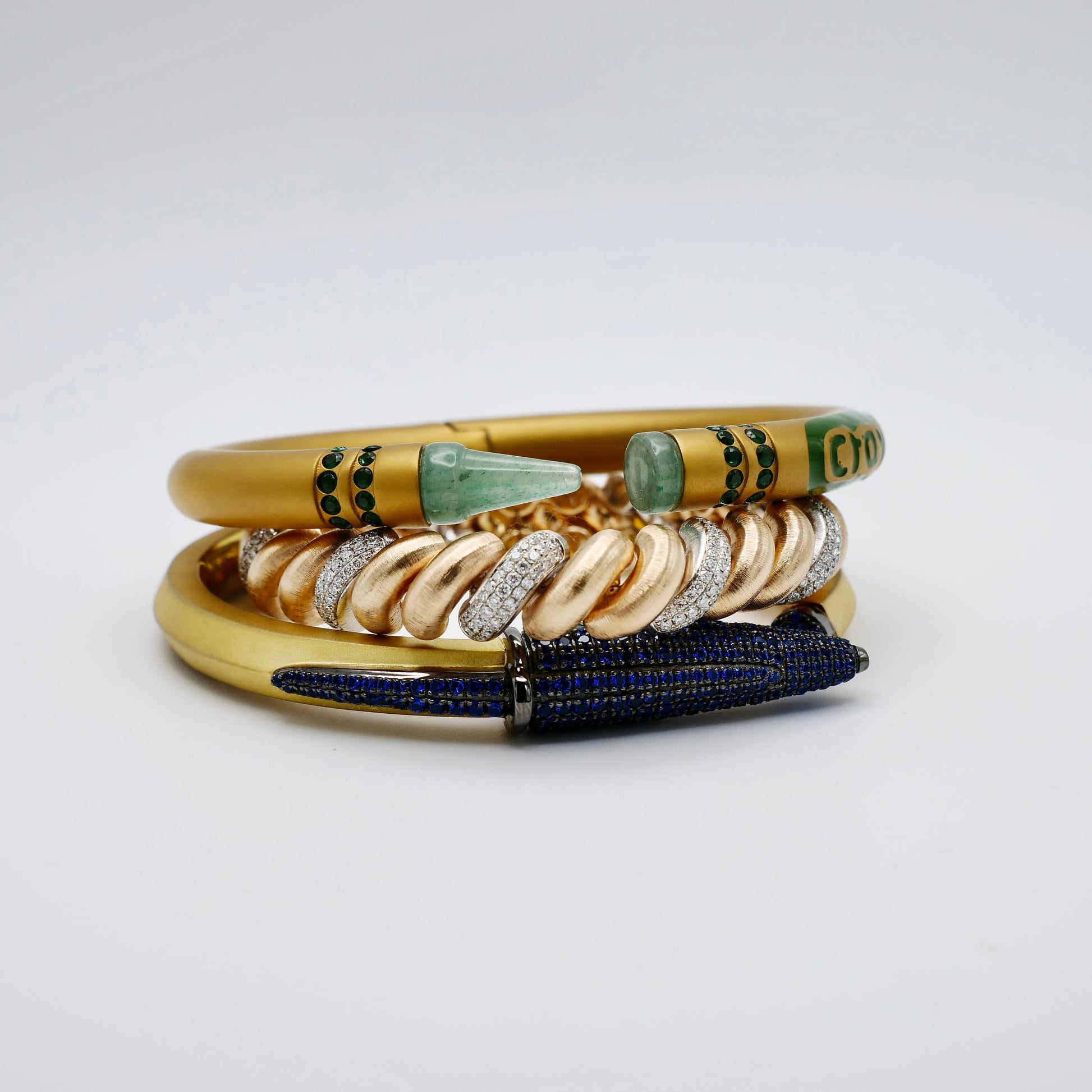 Pen Bangle with Lab Grown Blue Sapphire Pavé, 18K White Gold Filled, view 11