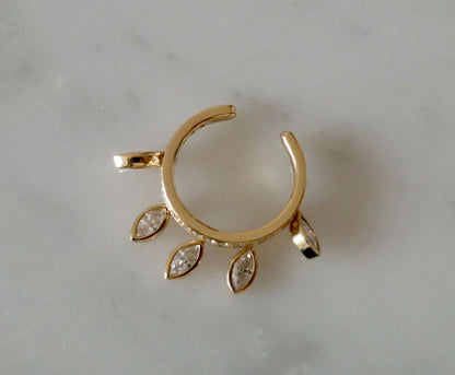 Pave Marquise Shaker Ear Cuff, 14K Gold, view 3