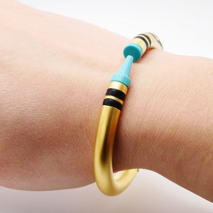 Customizable Crayon Bracelet with Turquoise Tips and Black Accents, view 6