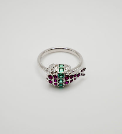 Shrimp Sushi Ring with Lab Rubies, 14K Gold, view 4