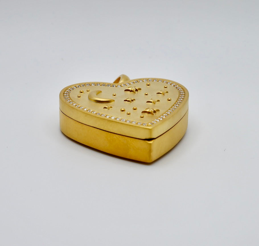 Celestial Makeup Palette Heart Locket Pendant in 18K Gold Filled
