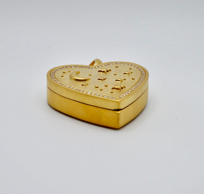 Celestial Makeup Palette Heart Locket Pendant in 18K Gold Filled