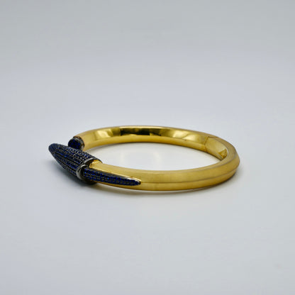 Pen Bangle with Lab Grown Blue Sapphire Pavé, 18K Yellow Gold Filled, view 2
