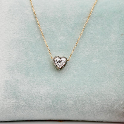 Heart Lab Grown Diamond Gold Georgian Necklace, view 5