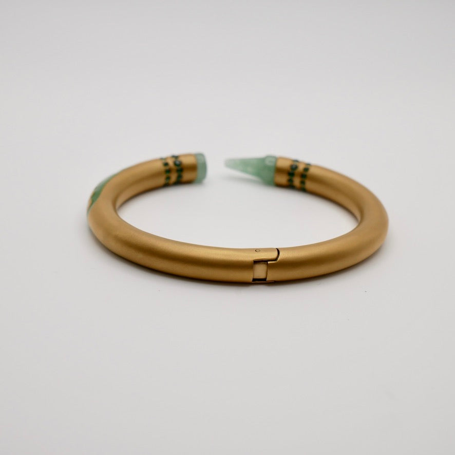 Crayon Bracelet with Nephrite and Lab Emeralds, 18K Gold Filled, Ready to Ship