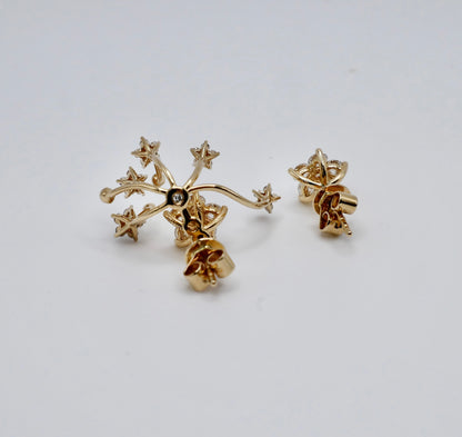 Asymmetrical Shooting Star Diamond Earrings in 14K or 18K Gold