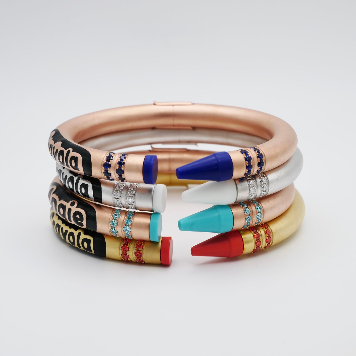 Customizable Crayon Bracelet with Blue Lapis and Blue Moissanites