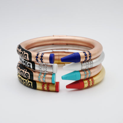 Customizable Crayon Bracelet with Blue Lapis and Blue Moissanites