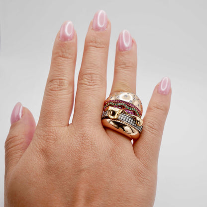 Stacked Hamburger Ring, Gold Filled, view 6
