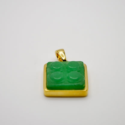 Jade Building Block Pendant, 18K Gold Filled, view 2