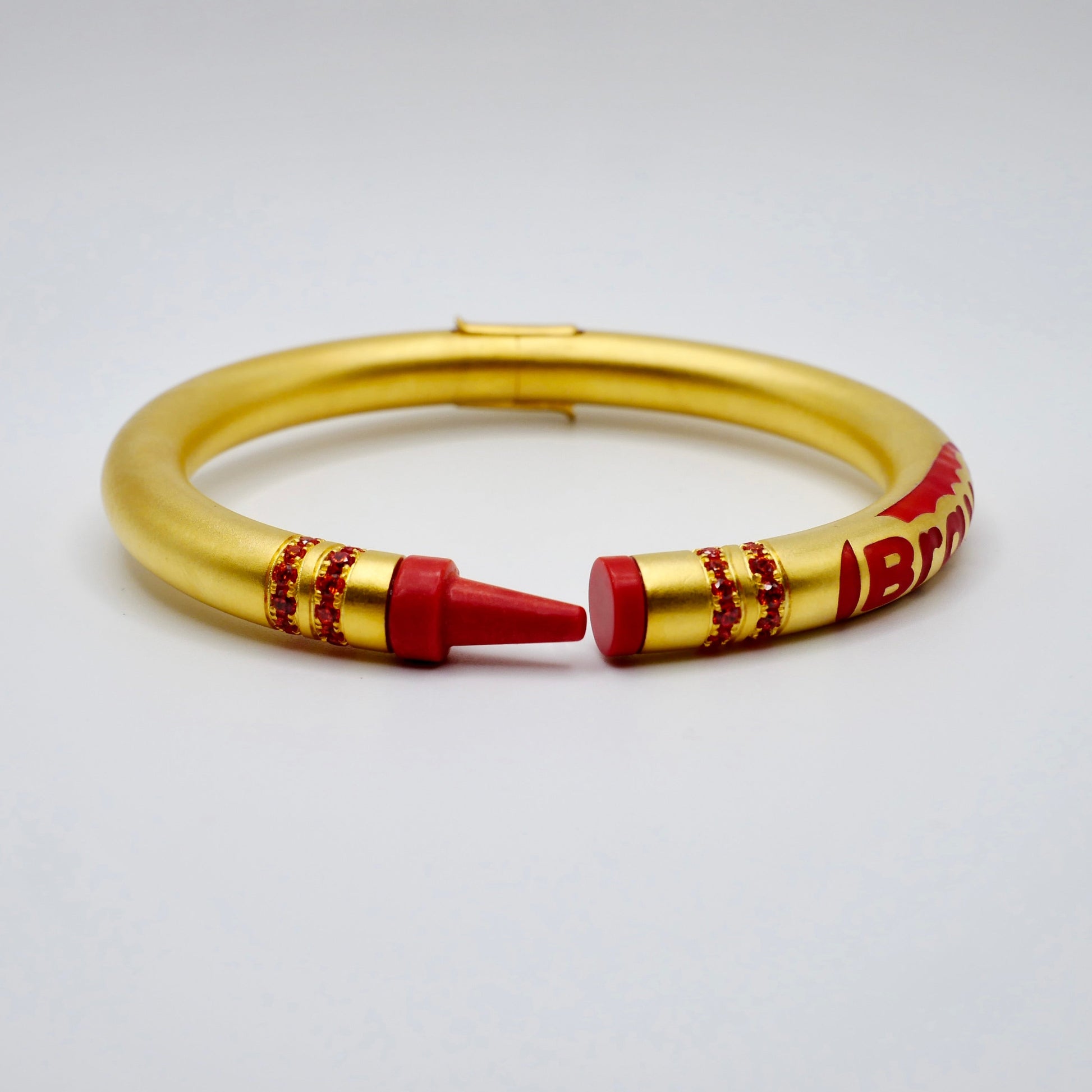 Customizable Crayon Bracelet in 18K Gold Filled with Orange Coral and Orange Moissanites | Nadine Ghosn style | Drake jewelry | Justin Bieber jewelry | Beyonce jewelry | novelty fun fine jewelry | by Disco Marshmallow