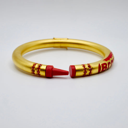 Customizable Crayon Bracelet in 18K Gold Filled with Orange Coral and Orange Moissanites | Nadine Ghosn style | Drake jewelry | Justin Bieber jewelry | Beyonce jewelry | novelty fun fine jewelry | by Disco Marshmallow