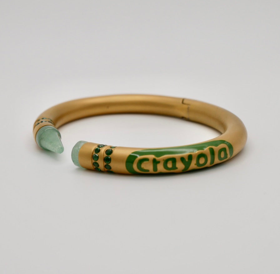 Crayon Bracelet with Nephrite and Lab Emeralds, 18K Gold Filled, Ready to Ship