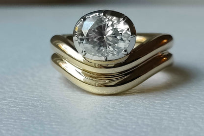 Oval Moissanite Sculptural Ring, view 3