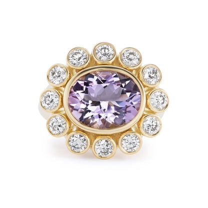 Amethyst Lab Diamond Cluster Ring