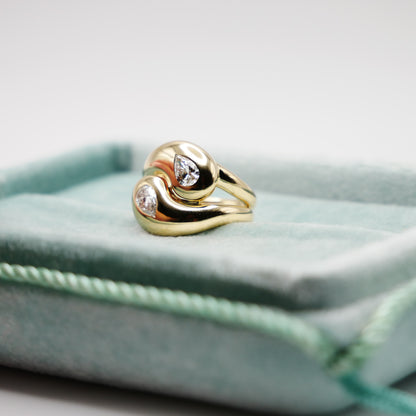 Moi et Toi Double Pear Shaped Wrap Ring, 18K Yellow Gold, view 6
