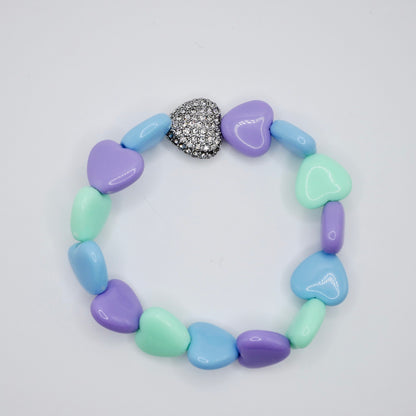 Pastel Heart Bead Stretch Bracelet with Heart Bead, 18K Gold Filled, Ready to Ship (Copy)