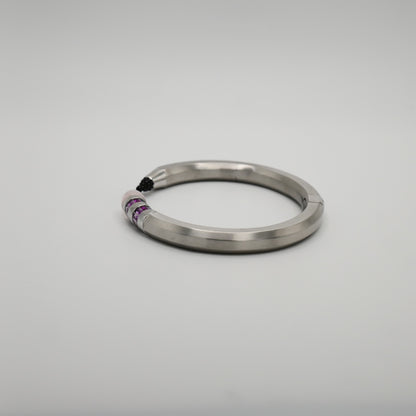 Pencil Bangle with Moissanite and Pink Nephrite, 18K Gold Filled, view 7