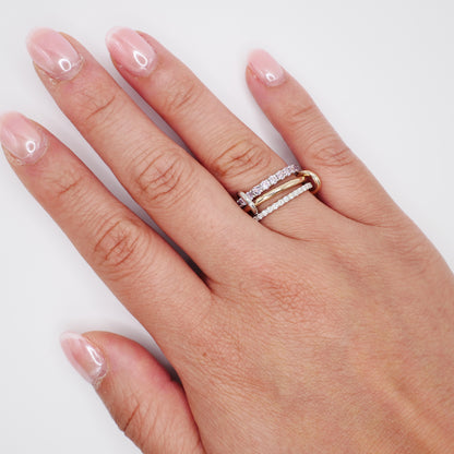 Interlocking Amethyst and Diamond Trinity Ring Set