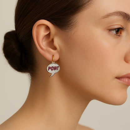 Comic Strip Speech Bubble Earrings in 14K or 18K Gold, view 2