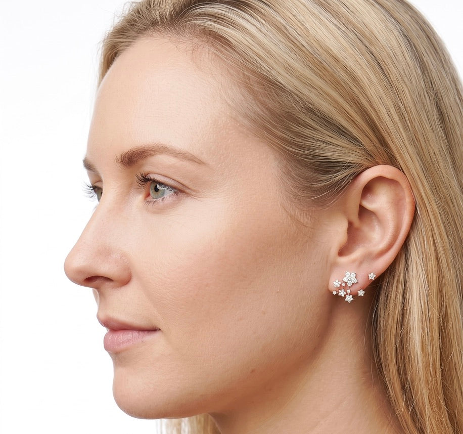 Asymmetrical Shooting Star Diamond Earrings in 14K or 18K Gold
