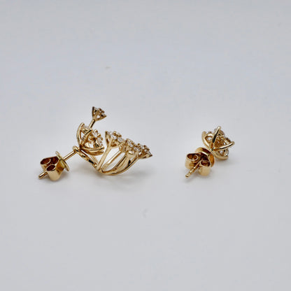 Asymmetrical Shooting Star Diamond Earrings in 14K or 18K Gold
