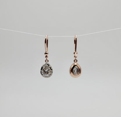 Pear Moissanite Hook Drop Earrings and, 14K Gold, view 2