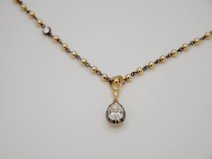 Georgian Victorian Moissanite Pear Art Deco Ball Chain Pendant, view 4