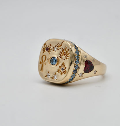 Hieroglyphs Ring, 14K Gold, view 2