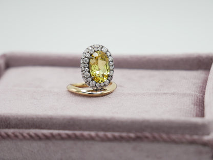 Oval Sapphire Donut Ring with Pave Moissanites, 18K Gold, view 6